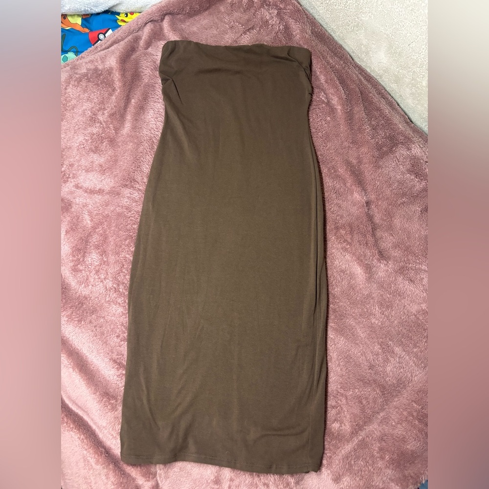 Fashion Nova Rhianna Tube Dress Brown Size M NWT